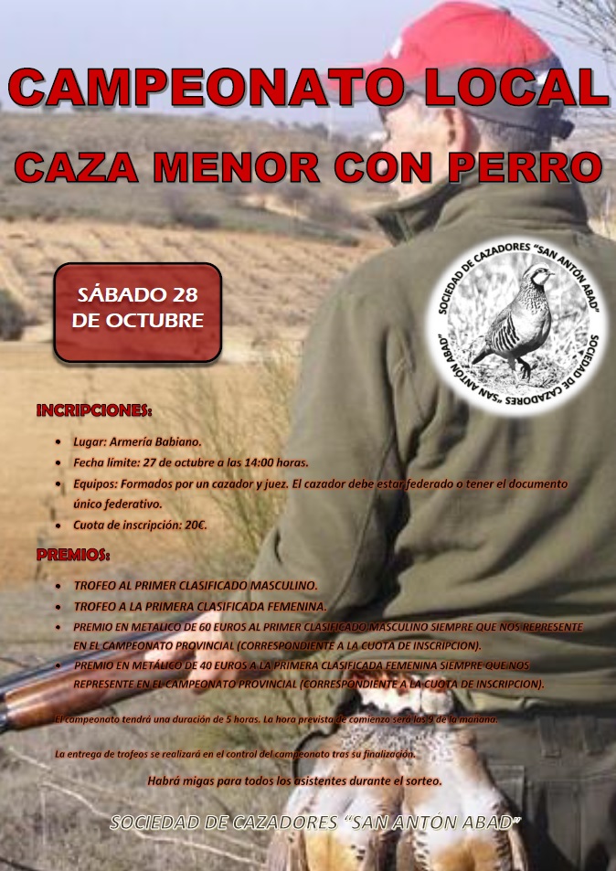 CAMPEONATO LOCAL DE CAZA MENOR CON PERRO CAMPEONATO LOCAL DE CAZA MENOR CON PERRO