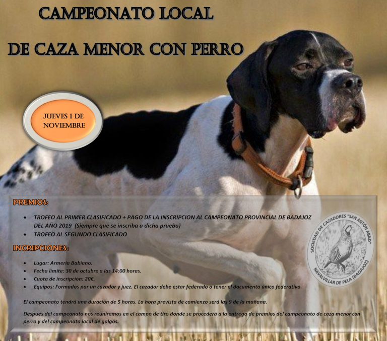 ABIERTO EL PLAZO DE INSCRIPCION PARA EL CAMPEONATO DE CAZA MENOR CON PERRO ABIERTO EL PLAZO DE INSCRIPCION PARA EL CAMPEONATO DE CAZA MENOR CON PERRO